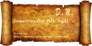 Demetrovits Mátyás névjegykártya