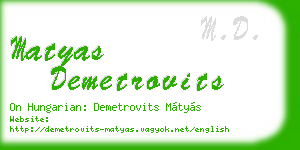 matyas demetrovits business card